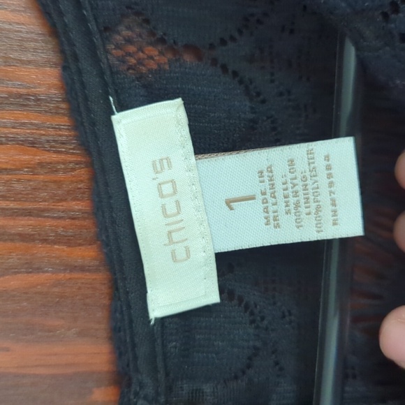 Chico's Black Crochet 3/4 Sleeve Straight Sheath Dress Size Medium - Picture 4 of 6